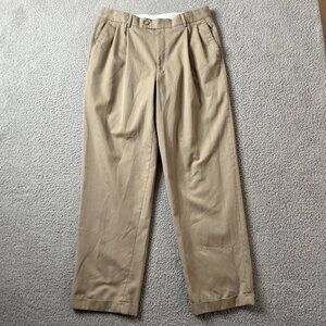 Joseph & Feiss Chino Pants 34‎ x 32 Beige Pleated Khaki Wool Blend